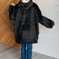 Oversized Velour Blanket Hoodie in Black - 1985 the VAULT Boutique