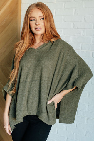 Perfectly Poised Hooded Poncho in Olive - 1985 the VAULT Boutique