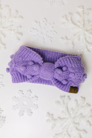 Pom Knit Head Wrap In Periwinkle - 1985 the VAULT Boutique