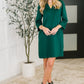 Portfolio Quarter Sleeve Dress in Hunter Green