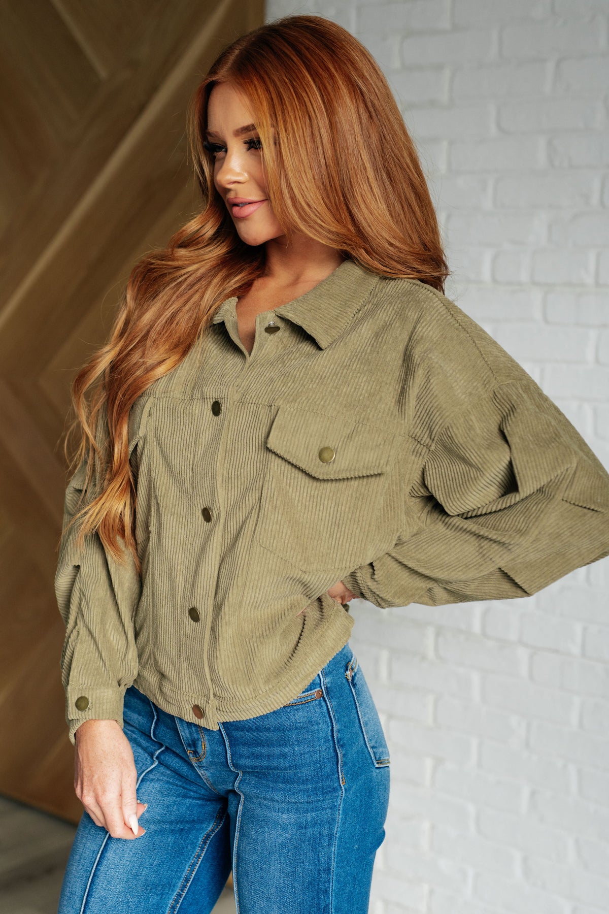 Primrose Corduroy Jacket in Olive - 1985 THE VAULT