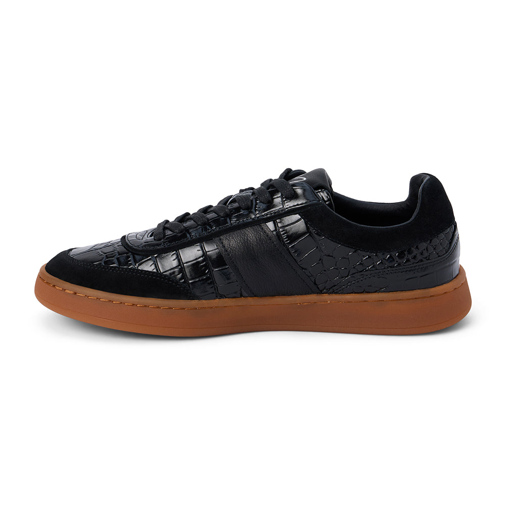 Quincy Low-Top Sneaker in Black Croc Print