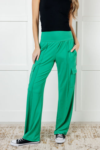 Race to Relax Cargo Pants in Emerald Green - 1985 the VAULT Boutique