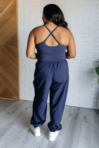 Raising Heart Rate Cut Out Jumpsuit in Navy - 1985 the VAULT Boutique