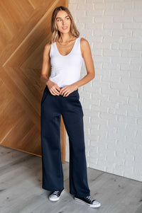 Resort Travel Wide Leg Crop Pant in  Navy - 1985 the VAULT Boutique