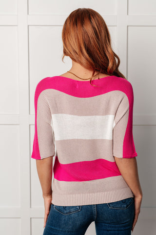 Rows Of Rose Short Sleeve Knit Top - 1985 the VAULT Boutique