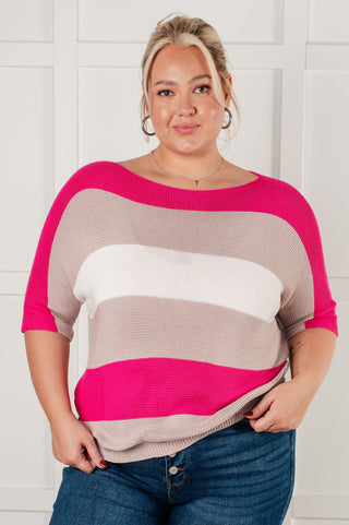 Rows Of Rose Short Sleeve Knit Top - 1985 the VAULT Boutique