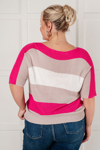 Rows Of Rose Short Sleeve Knit Top - 1985 the VAULT Boutique