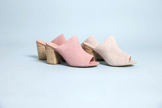 Helena Heeled Sandal in Blush Suede - 1985 the VAULT Boutique