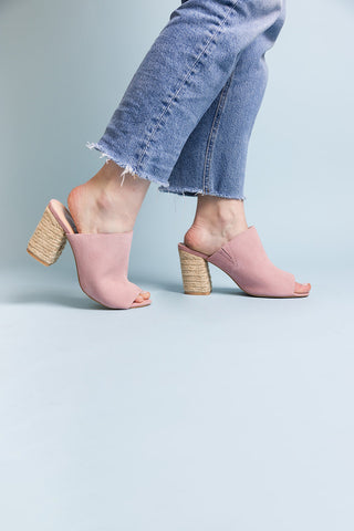 Helena Heeled Sandal in Blush Suede - 1985 the VAULT Boutique