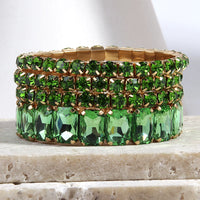 4 pcs Multicolor Crystal Glass Elastic Stack Bracelet Set - 1985 the VAULT Boutique