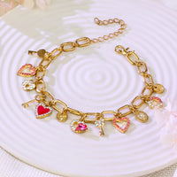 Heart! Key! Locks! Zirconia Golden Charm Bracelet - 1985 the VAULT Boutique