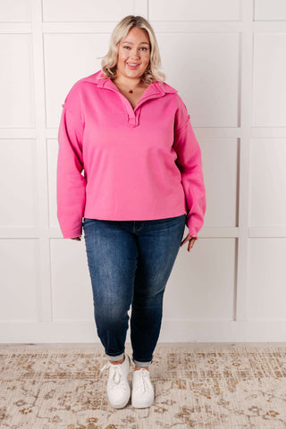 Same Ol' Situation Collared Pullover in Hot Pink - 1985 the VAULT Boutique