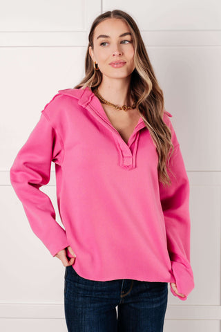 Same Ol' Situation Collared Pullover in Hot Pink - 1985 the VAULT Boutique