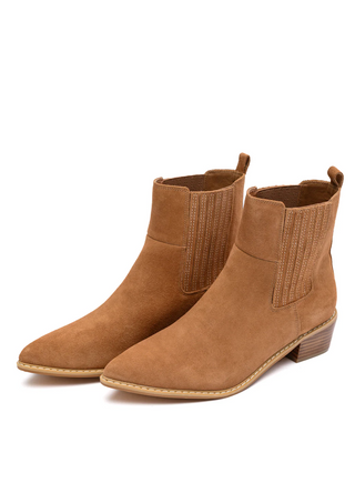 Leonor Suede Ankle Boot in Tan - 1985 the VAULT Boutique