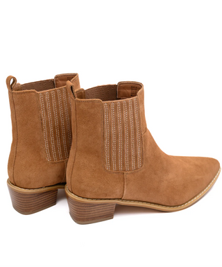 Leonor Suede Ankle Boot in Tan - 1985 the VAULT Boutique