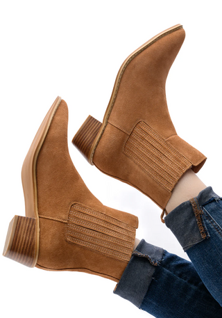 Leonor Suede Ankle Boot in Tan - 1985 the VAULT Boutique