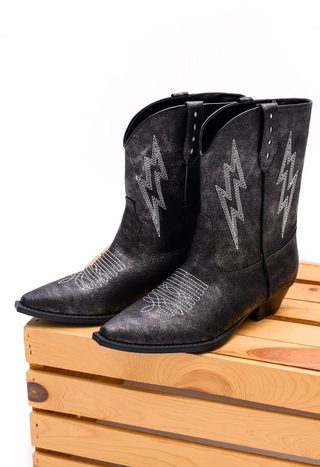 Bowie Metallic Boot in Black - 1985 the VAULT Boutique