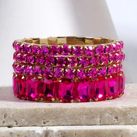 4 pcs Multicolor Crystal Glass Elastic Stack Bracelet Set - 1985 the VAULT Boutique