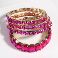 4 pcs Multicolor Crystal Glass Elastic Stack Bracelet Set - 1985 the VAULT Boutique