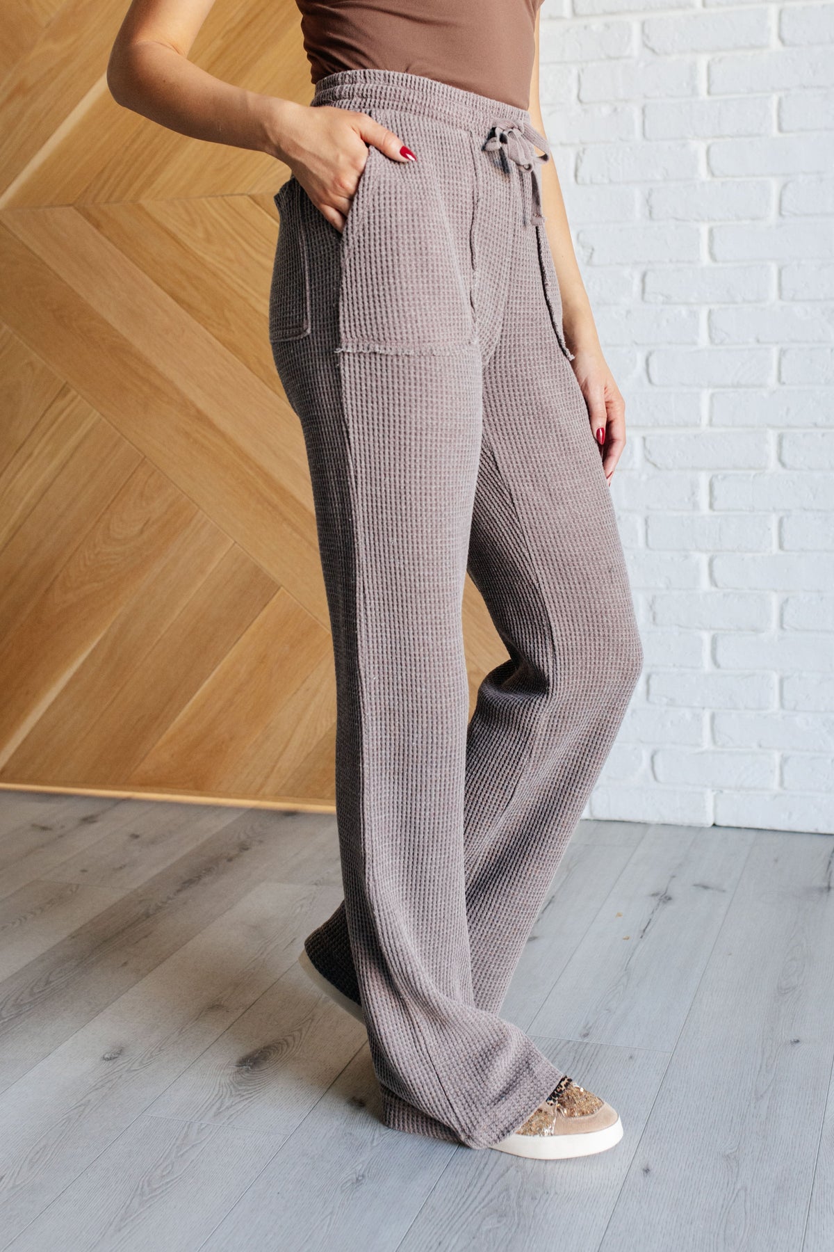 Set Process Mineral Wash Waffle Knit Pants in Brown - 1985 the VAULT Boutique