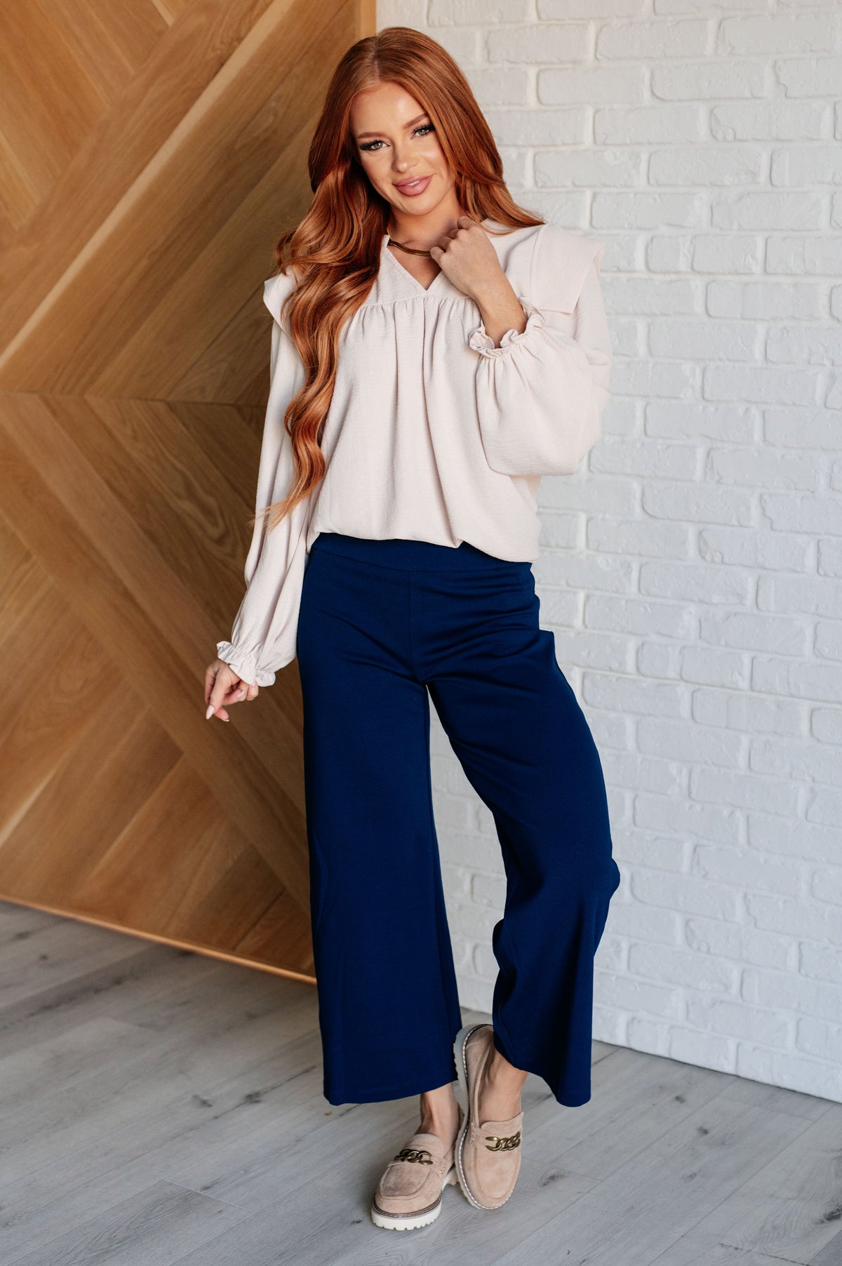 Magic Wide Leg Crop Pants in Navy - 1985 the VAULT Boutique