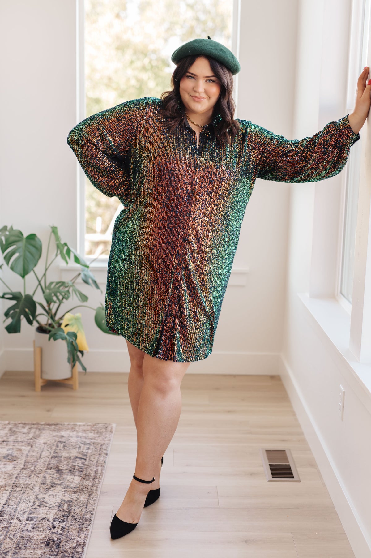 Shimmering Splendor Sequin Shirt Dress - 1985 the VAULT Boutique