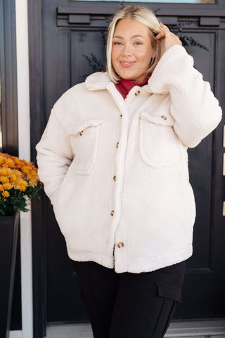 Shrouded in Sherpa Coat in White - 1985 the VAULT Boutique