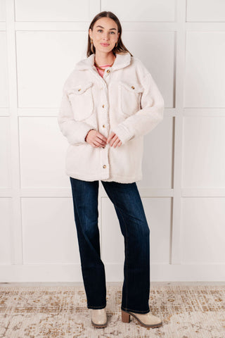 Shrouded in Sherpa Coat in White - 1985 the VAULT Boutique