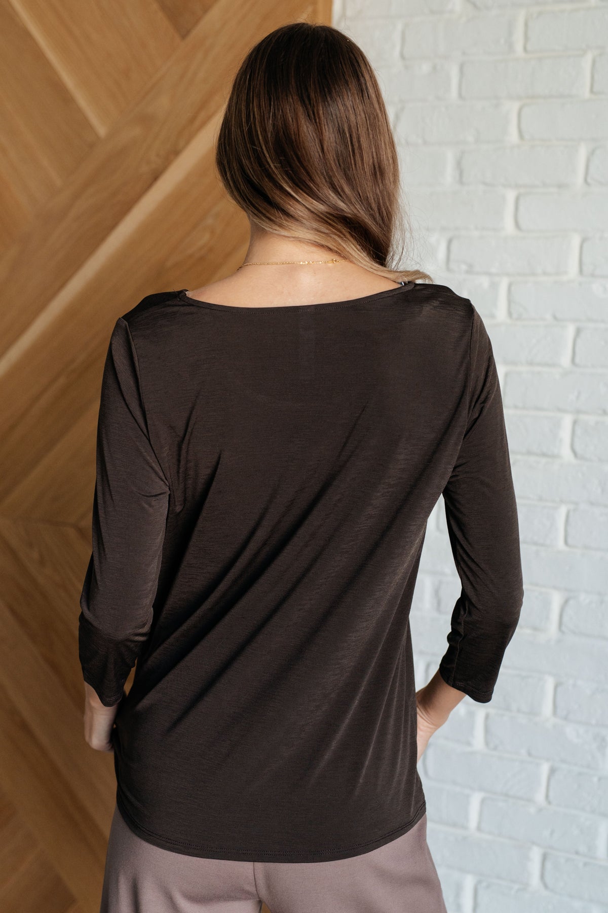 Signature Classic Round Neck Top in Chocolate - 1985 the VAULT Boutique