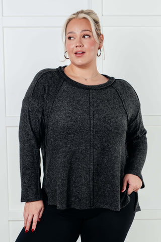 Simple Silhouette Brushed Hacci Sweater in Black - 1985 the VAULT Boutique