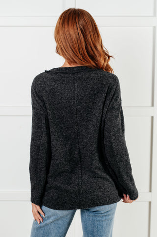 Simple Silhouette Brushed Hacci Sweater in Black - 1985 the VAULT Boutique