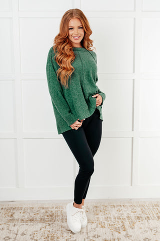 Simple Silhouette Brushed Hacci Sweater in Dark Green - 1985 the VAULT Boutique