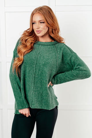 Simple Silhouette Brushed Hacci Sweater in Dark Green - 1985 the VAULT Boutique