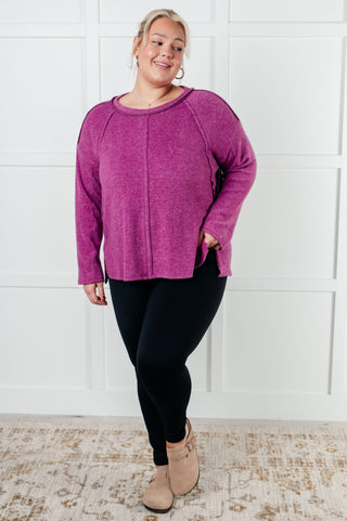 Simple Silhouette Brushed Hacci Sweater in Light Plum - 1985 the VAULT Boutique