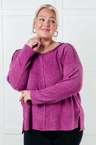 Simple Silhouette Brushed Hacci Sweater in Light Plum - 1985 the VAULT Boutique