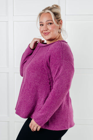 Simple Silhouette Brushed Hacci Sweater in Light Plum - 1985 the VAULT Boutique