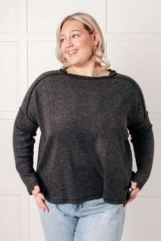 Simply Basic Ribbed Hacci Sweater in Black - 1985 the VAULT Boutique