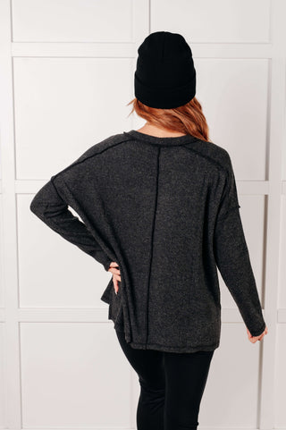 Simply Basic Ribbed Hacci Sweater in Black - 1985 the VAULT Boutique