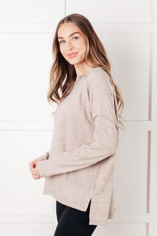 Simply Basic Ribbed Hacci Sweater in H Mocha - 1985 the VAULT Boutique