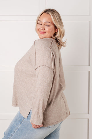 Simply Basic Ribbed Hacci Sweater in H Mocha - 1985 the VAULT Boutique