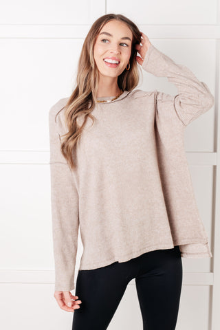 Simply Basic Ribbed Hacci Sweater in H Mocha - 1985 the VAULT Boutique