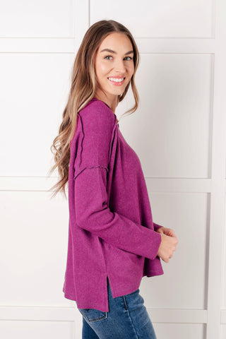 Simply Basic Ribbed Hacci Sweater in Light Plum - 1985 the VAULT Boutique