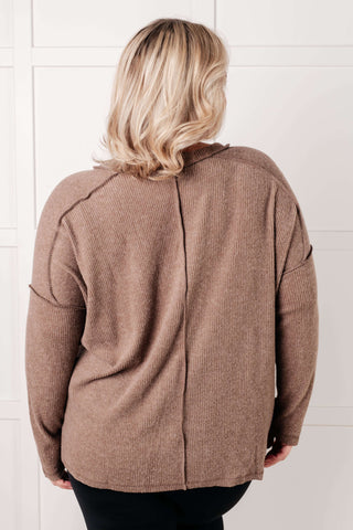 Simply Basic Ribbed Hacci Sweater in Mocha - 1985 the VAULT Boutique