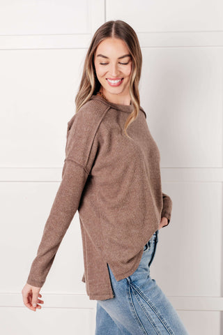 Simply Basic Ribbed Hacci Sweater in Mocha - 1985 the VAULT Boutique