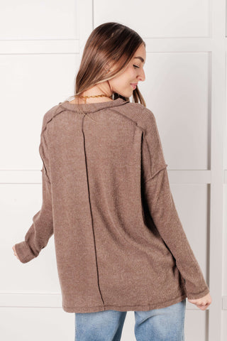 Simply Basic Ribbed Hacci Sweater in Mocha - 1985 the VAULT Boutique