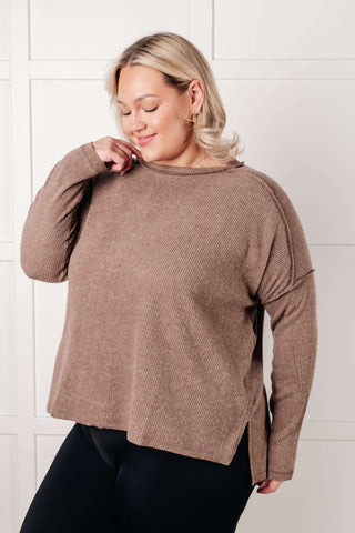 Simply Basic Ribbed Hacci Sweater in Mocha - 1985 the VAULT Boutique