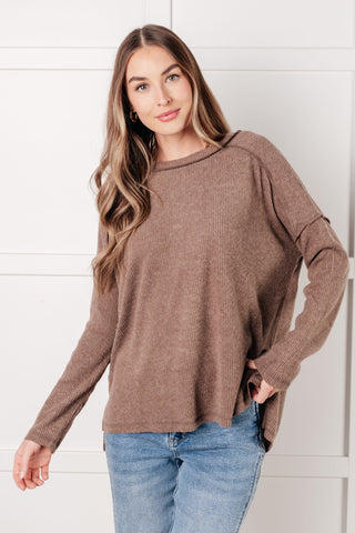 Simply Basic Ribbed Hacci Sweater in Mocha - 1985 the VAULT Boutique