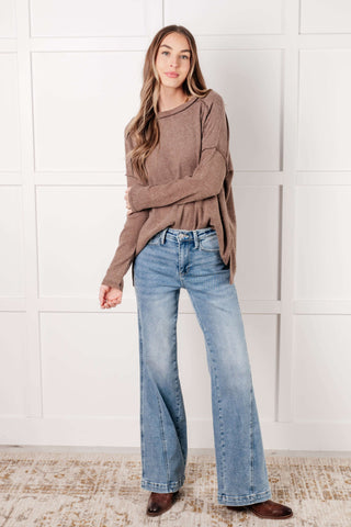 Simply Basic Ribbed Hacci Sweater in Mocha - 1985 the VAULT Boutique