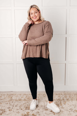 Simply Basic Ribbed Hacci Sweater in Mocha - 1985 the VAULT Boutique